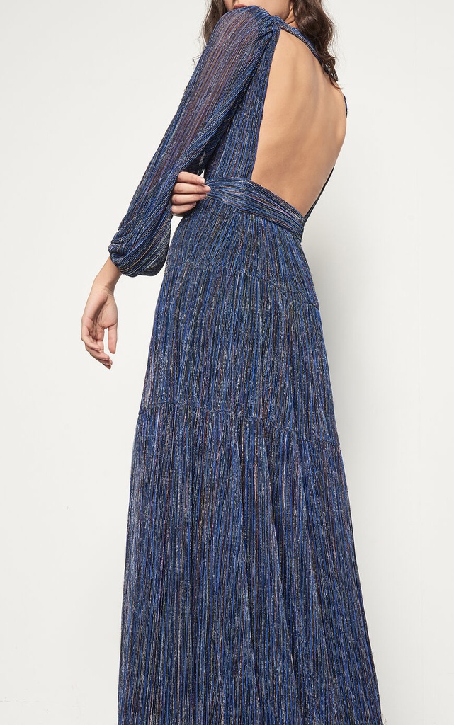 BASH - Robe longue bleu lurex  - C03500