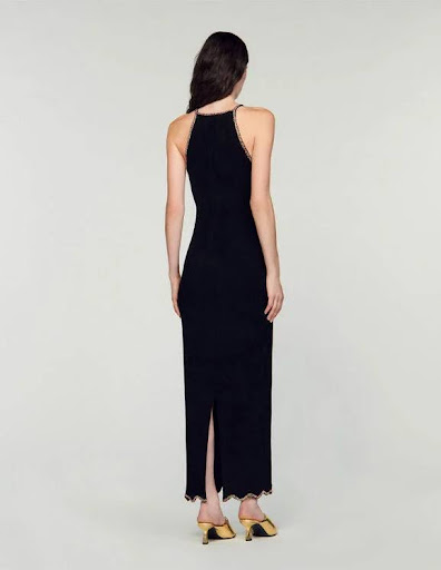 SANDRO - Robe mi-longue noire  - C03510