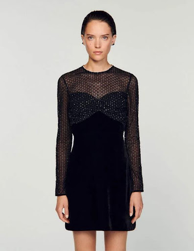 SANDRO - Robe courte noire  - C03511