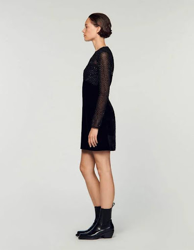 SANDRO - Robe courte noire  - C03511