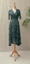 MAJE - Robe mi-longue verte RUFFINE - C02515