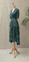 MAJE - Robe mi-longue verte RUFFINE - C02515