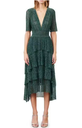 MAJE - Robe mi-longue verte Ruffine - C03524