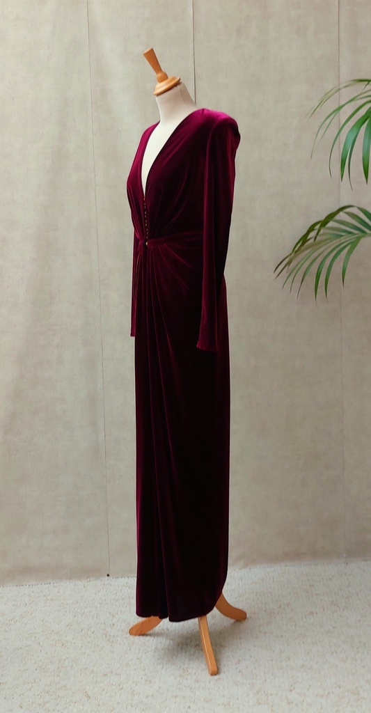 ALEXANDRE VAUTHIER - Robe longue bordeau velour  - C03527