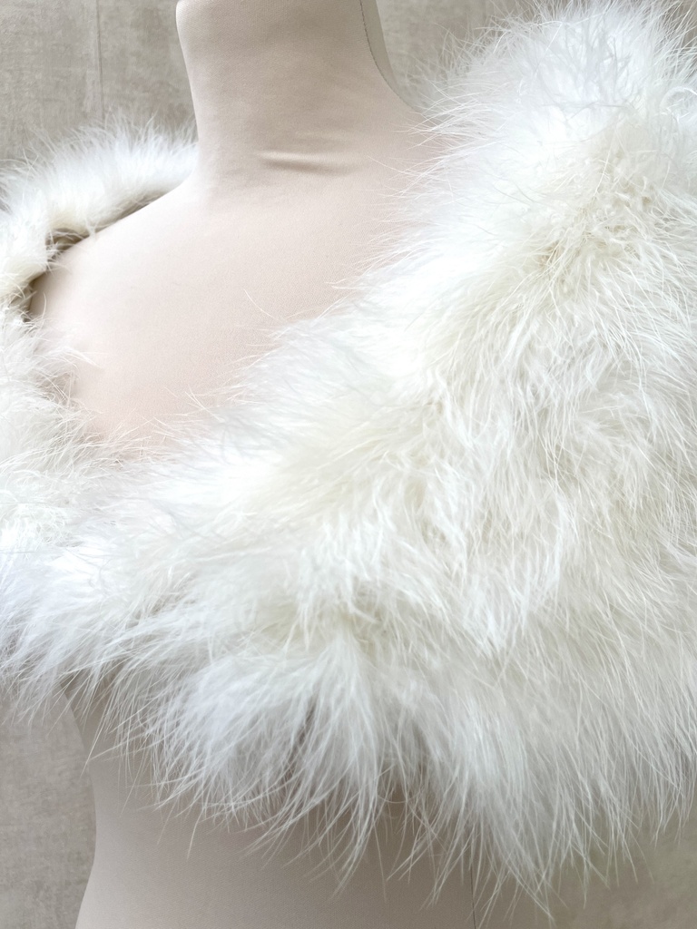 SANS MARQUE - Veste fourrure bolero plumes blanc  - C01821