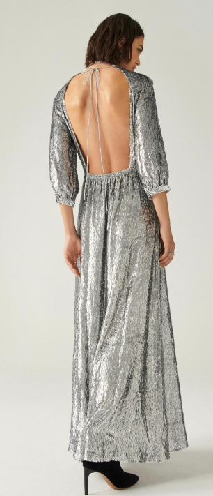 BASH - Robe longue argentée - C03530