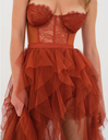 FOR LOVE & LEMONS - Robe longue tulle terracota - C03531