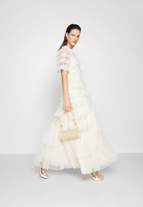 NEEDLE & THREAD - Robe longue tulle beige - C03532