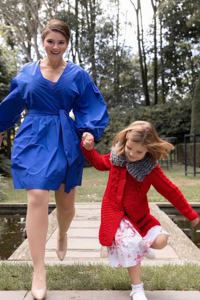 ESSENTIEL - Robe portefeuille bleue  - C02471
