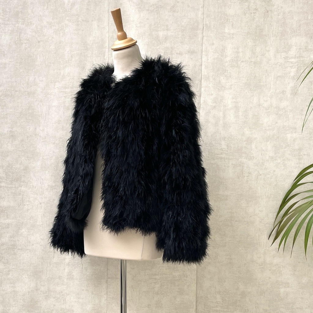 AMERICAN RETRO - Veste fourrure noire  - C01791