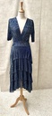 MAJE - Robe mi-longue bleue RUFFINE - C02630