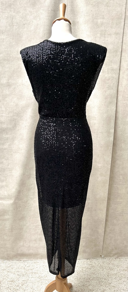 Sans marque - Robe noire sequins  - C03302
