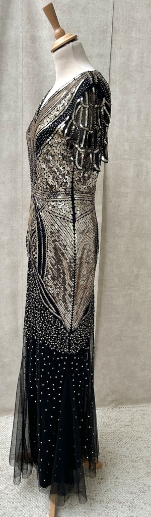 GATSBY - Robe longue noire sequins doré - C03327