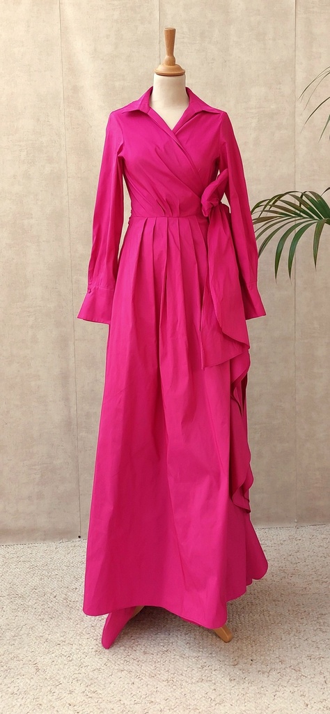 CAROLINA HERRERA - Robe longue rose fuschia  - C03541