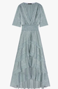 MAJE - Robe mi-longue verte Ruffine - C03544