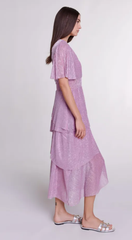 MAJE - Robe mi-longue mauve  - C03547