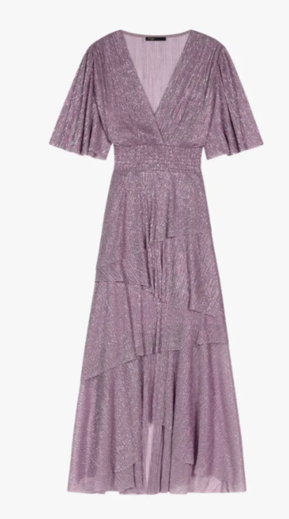MAJE - Robe mi-longue mauve  - C03547