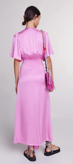 MAJE - Robe mi-longue rose  - C03550