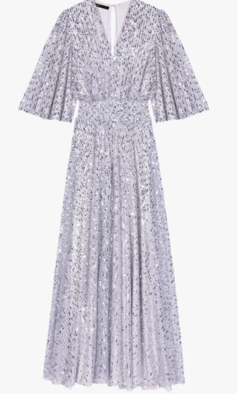 MAJE - Robe longue argent  - C03551