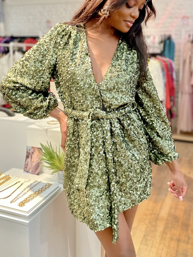 SEZANE - Robe courte verte ADELINA - C03020