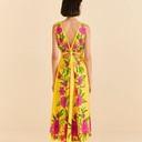 FARM RIO - Robe mi-longue jaune fleurie - C03579