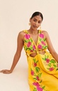 FARM RIO - Robe mi-longue jaune fleurie - C03579