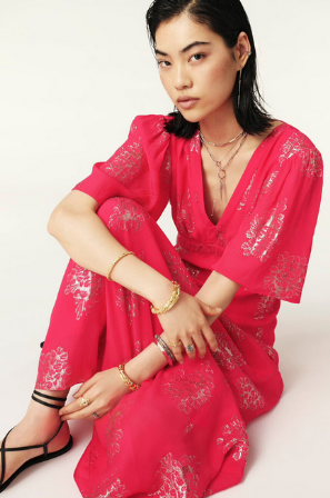BASH - Robe longue ALBY rose - C03592