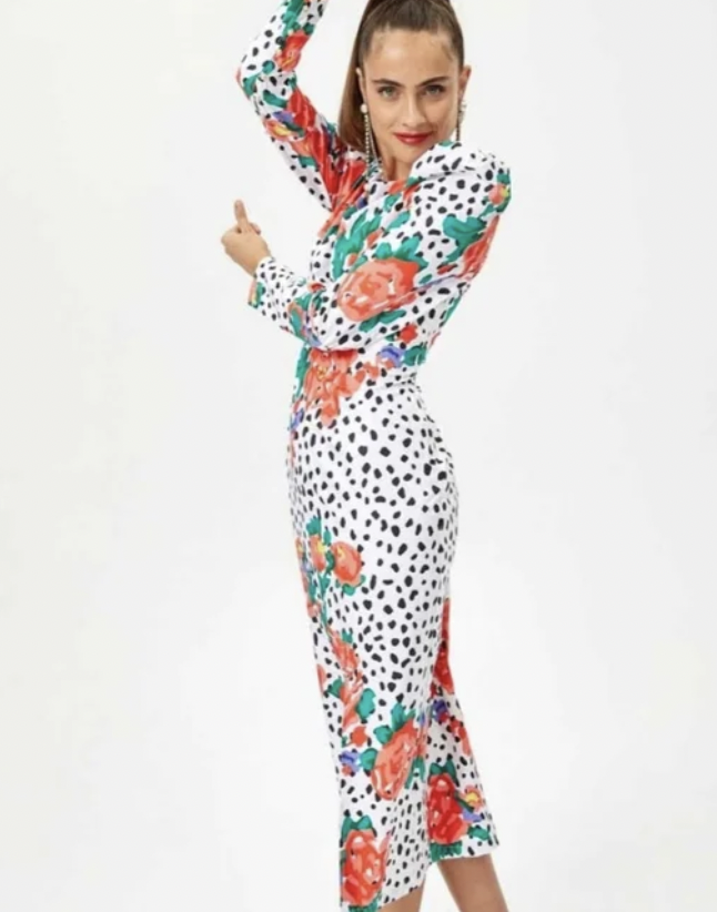 MIOH - Robe mi-longue fleurie  - C03589