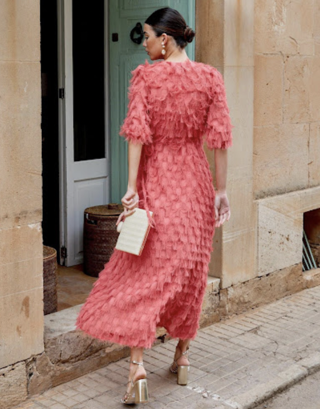 Robe Midi rose - T38 - C03376