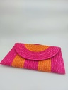 Sac pochette osier orange et rose - A1384