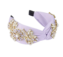 Headband Large Mauve Brodé à Strass A917