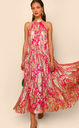 RIXO - Robe Midi Rose et Dorée ELIZABETH - T36 - C03123