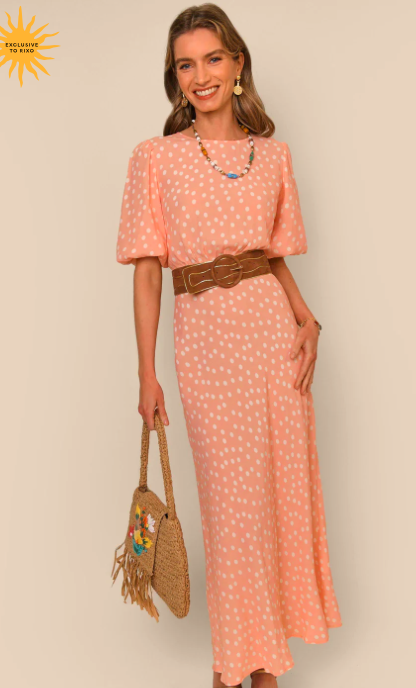 RIXO - Robe Longue Rose FLAVIA T44 - C03125