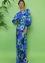 RIXO - Floral Bleue - Robe Maxi Bleue Fleuri Marni - T42 - C03132