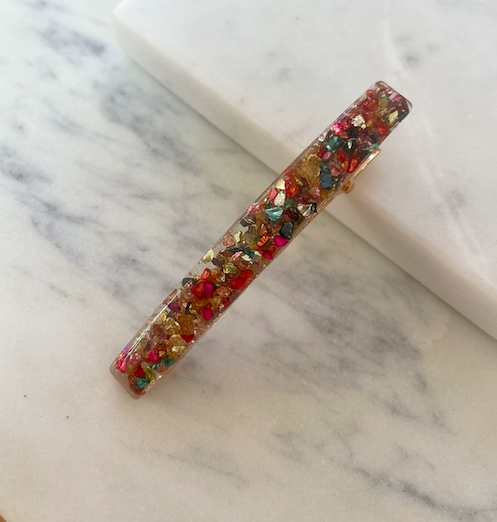 Résine Hair Clip - Barette Fine - Paillettes Multicolores - GLEEBEE