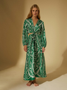 TRESSE - Robe Midi Verte Fleuri - T36 -  C03163