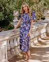 Robe Midi Bleu Fleurs Lilas - T36 - C03190