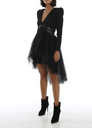 ANIYE BY - Robe Mini noire cuir froufrou  - T40 - C03301