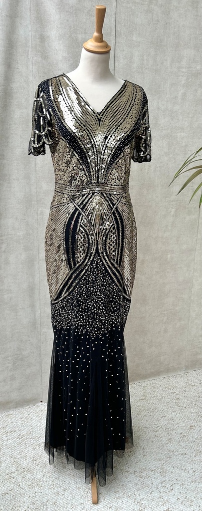 Robe Maxi noire sequins doré - T40 - C03327