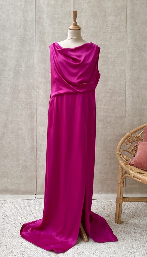 MARINE RINALDI - Robe longue Fuschia satin manches amovibles - C03345