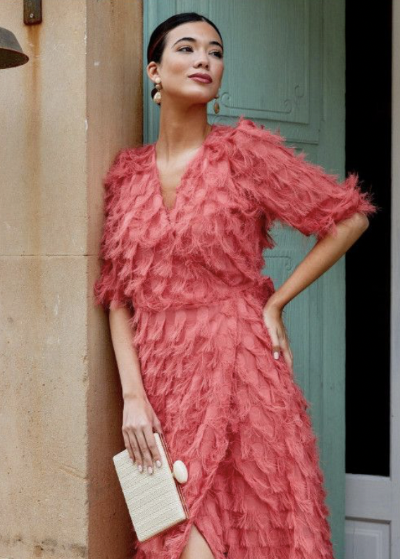 Robe Midi rose - T38 - C03376