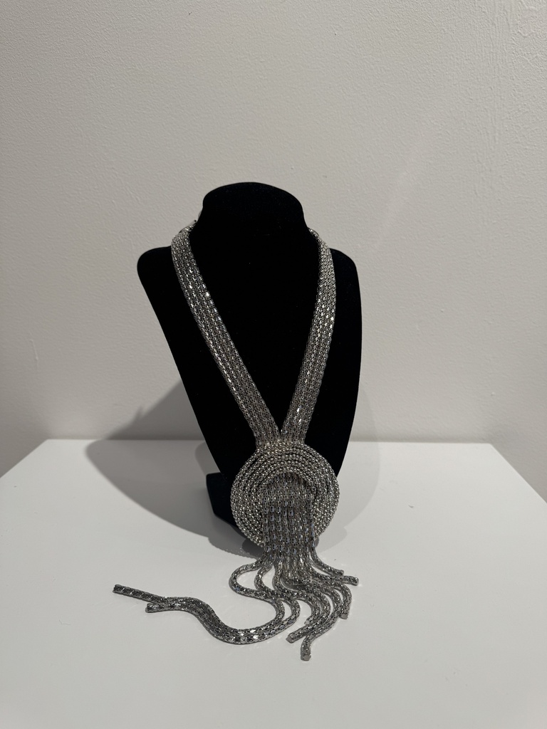 LOC - Bijoux - Collier années 20 noeud argent  - A1116