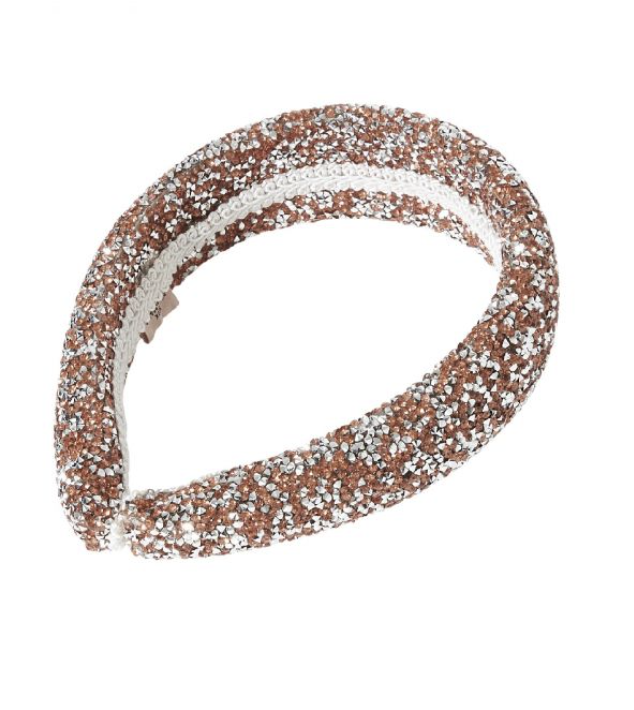 Headband paillettes ocre cuivre et argenté - A1150