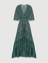 MAJE - Robe Midi verte lurex RUFFINE - T40 - C03399