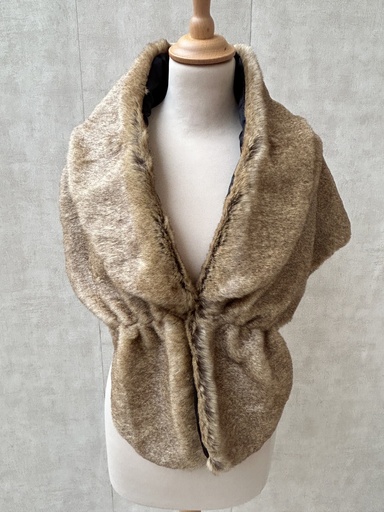 Veste écharpe fourrure brun C03406