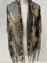 Veste écharpe perles noir doré C03415