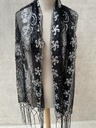 Veste écharpe perles noir argenté C03416
