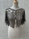 Veste capeline perles noire doré C03419