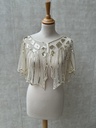 Veste capeline perles beige doré C03421
