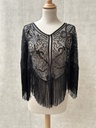 Veste capeline perles noire C03422